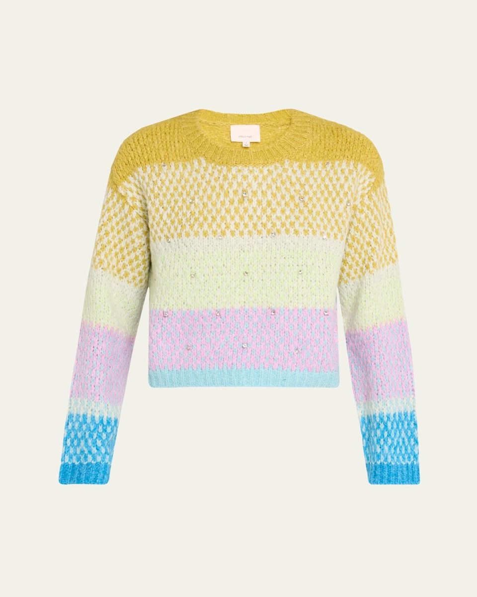 Caspar Embellished Color Block Sweat